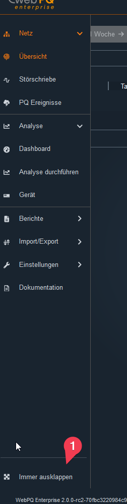 Eingeklappte Navigationsleiste mit kompakten Symbolen