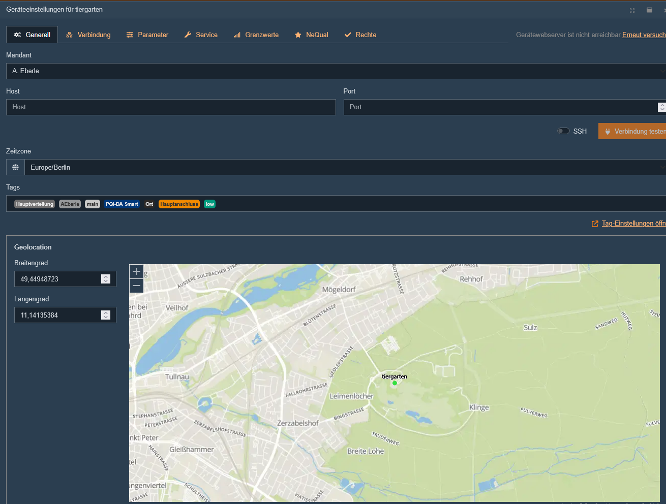 Device Settings Map View