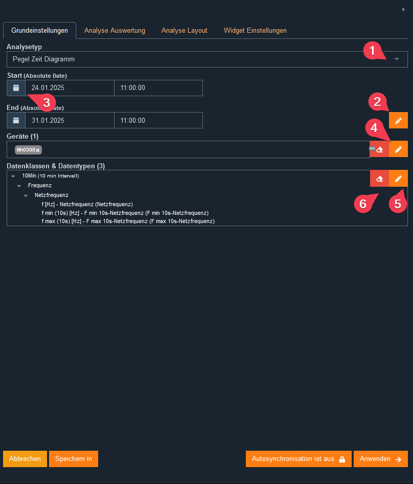 Analyse Einstellungen
