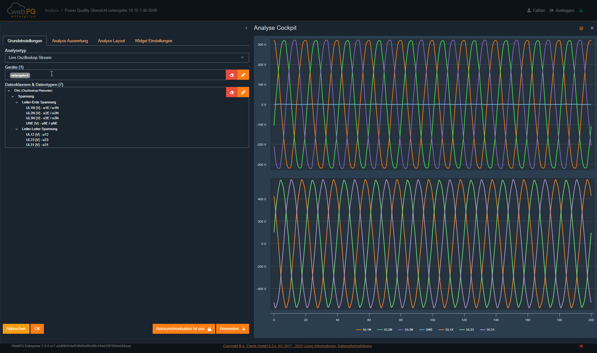 Live-Oszilloskop Bild