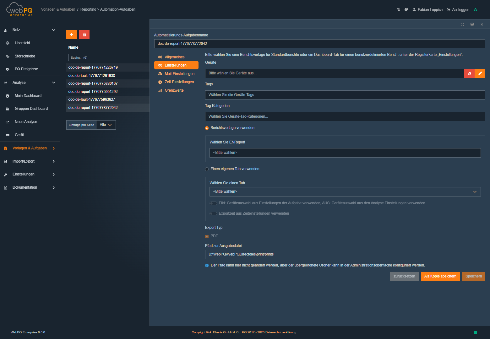 Auswahl von Geräten, Tags und Tag Kategorien in einer Automationsaufgabe