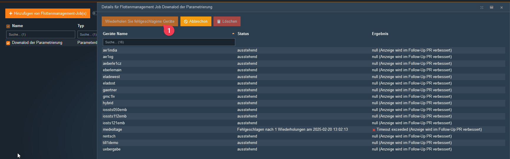 Flottenmanagement Status