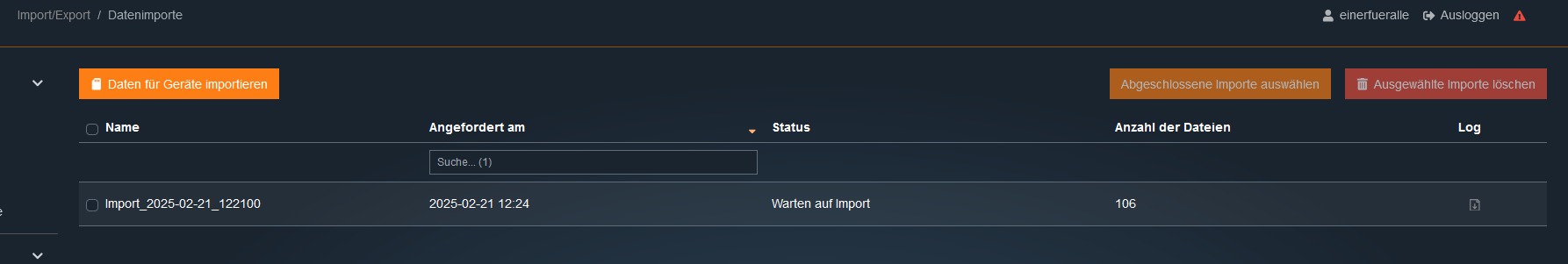 Importübersicht