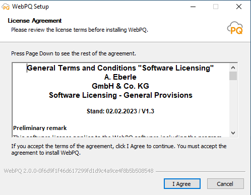 License agreement in the installation assistant