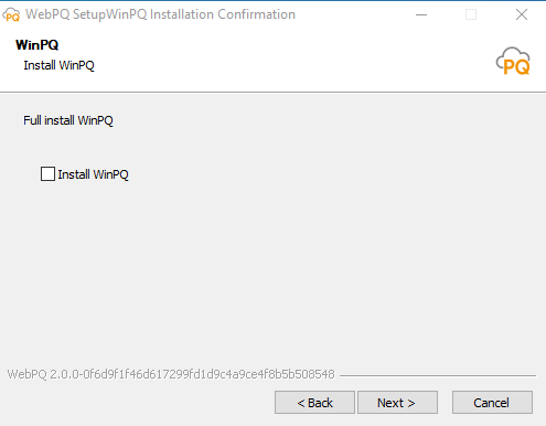 Installation assistant with WinPQ selection