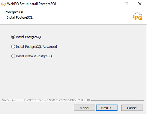 Installation assistant with database installation selection