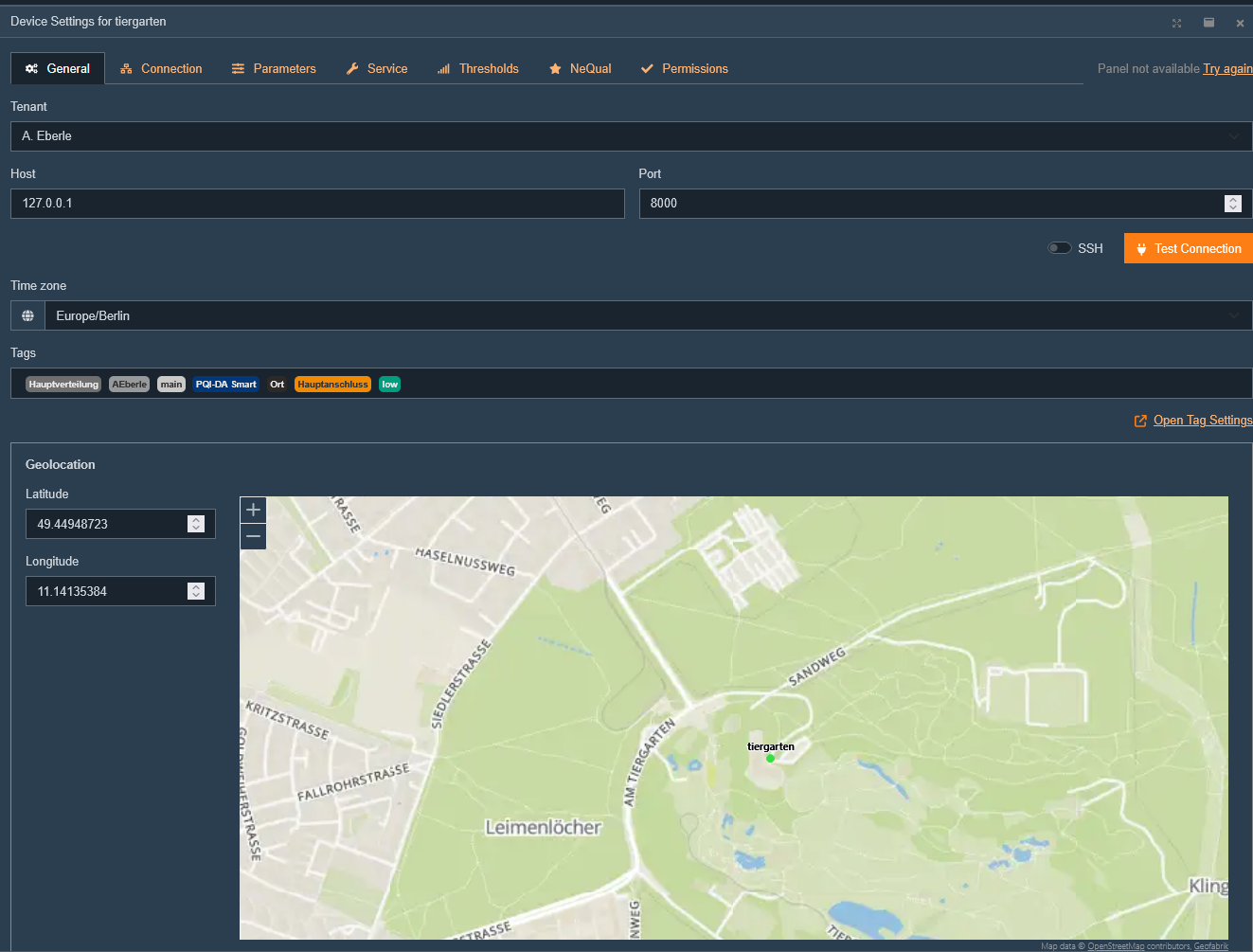 Device Settings Map View