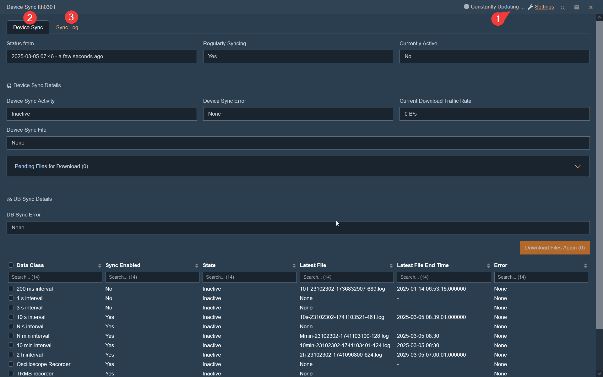 Synchronization Status Details