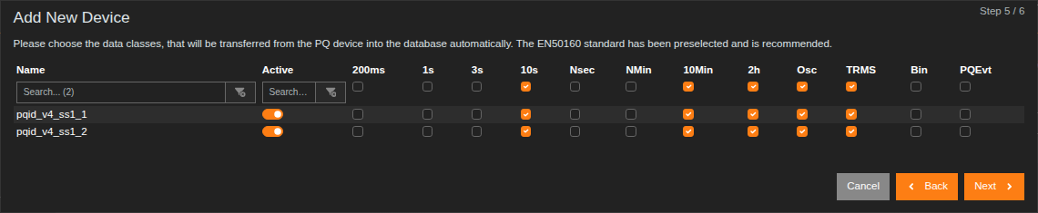 PQI-D device creation data class selection