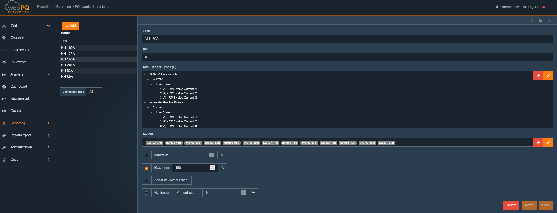 Thresholds Settings